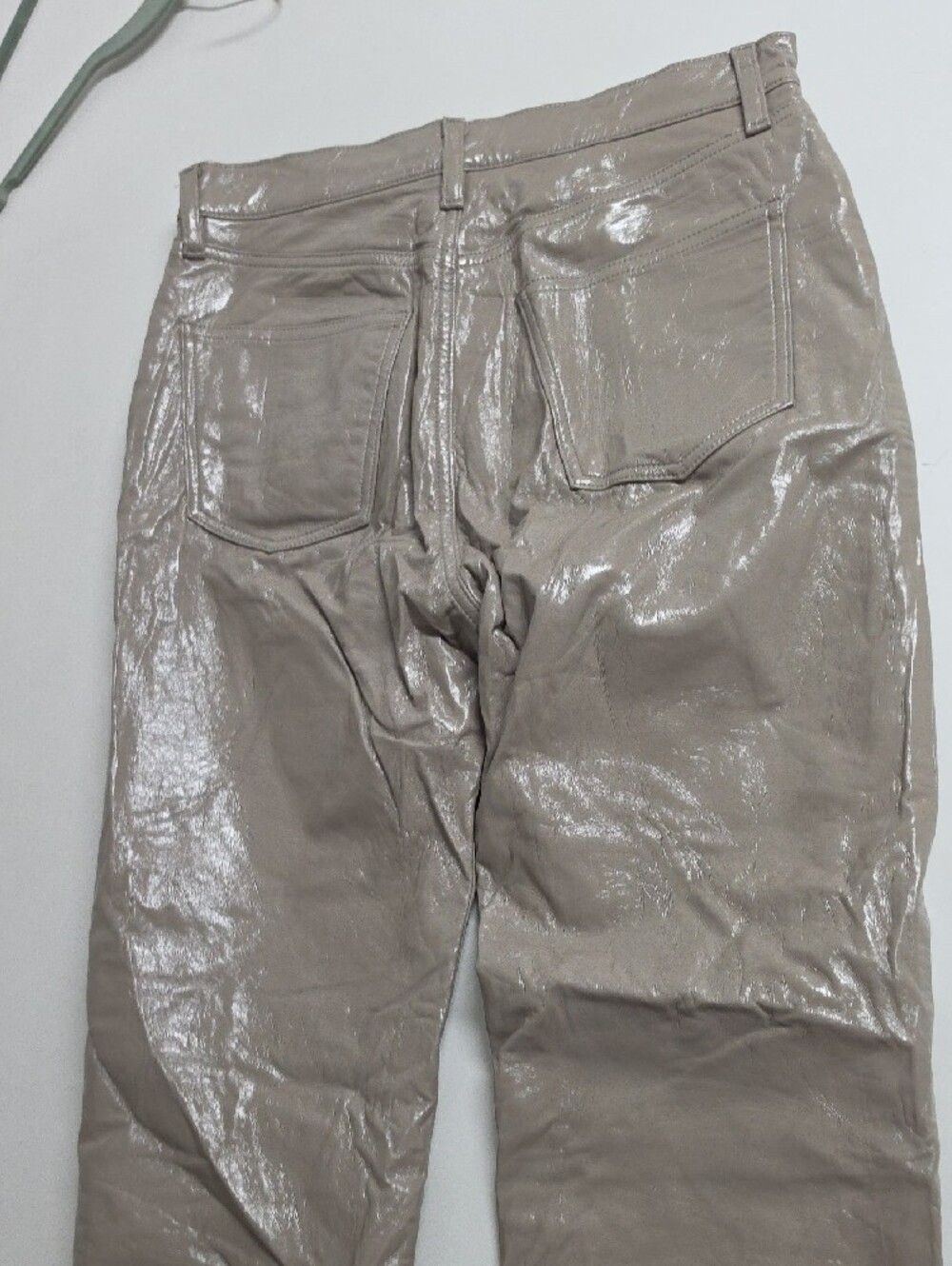 Agolde Womens Beige Pinch Waist Leather Blend Jeans Pants Size 28 - Picture 15 of 16